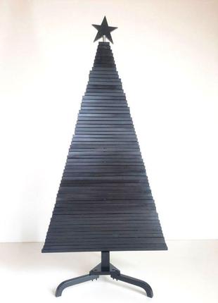 Дизайнерська дерев'яна ялинка в чорному кольорі ручна робота. різдв'яна ялинка та новорічний декор.1 фото