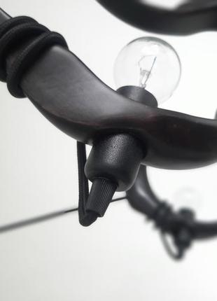 Дизайнерський підвісний чорний світильник у формі кільця. вироби з дуба ручної роботи. сучасні лампи5 фото