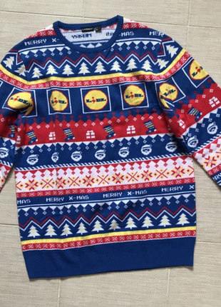 Унісекс. теплий різдвяний светр, джемпер від lidl. германія. м6 фото