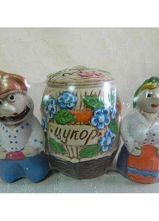 Набор для специй из керамики цукор, солонка, перечница