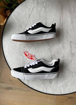 Мужские кеды ванс кну скул чёрно-белые / vans knu skool black white5 фото