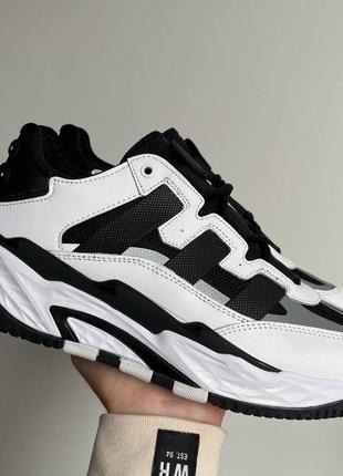 Чоловічі кросівки адідас найтбол чорні з білим / adidas niteball black white10 фото