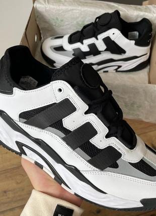 Мужские кроссовки адидас найтбол чёрные с белым / adidas niteball black white8 фото