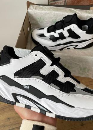 Мужские кроссовки адидас найтбол чёрные с белым / adidas niteball black white