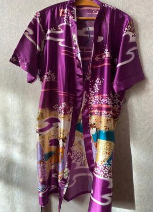 Атласный халат в японском стиле2 фото