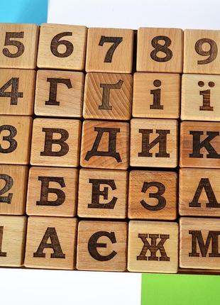 Деревянные кубики "цифры + буквы" 25шт. украинский.