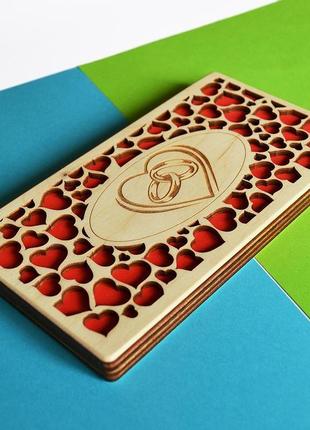 Свадебный конверт для денег из дерева. оригинальная деревянная коробочка для купюр на свадьбу