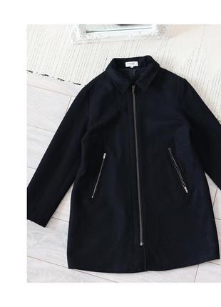 Шерстяное пальто куртка. черное женское пальто на молнии.  куртка рубашка3 фото
