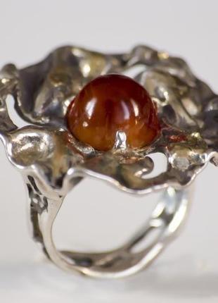 Срібний перстень з сердоліком, авторське незвичайне кільце6 фото