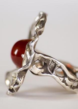Серебрянное кольцо с сердоликом, авторское необычное кольцо4 фото