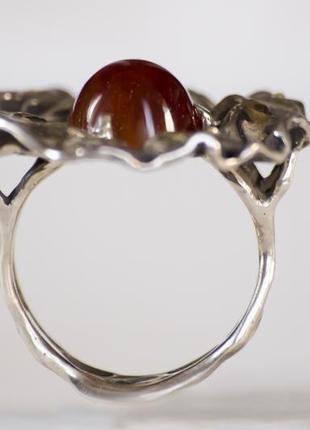 Серебрянное кольцо с сердоликом, авторское необычное кольцо8 фото