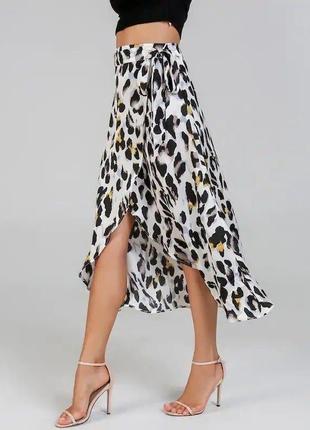 Леопардовая юбка-миди с запахом jeuvre