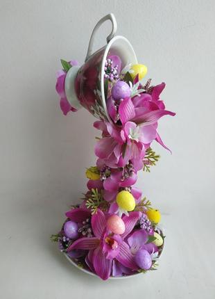 Сувенир подарок пасха декор крупной красавицы цветы композиция1 фото