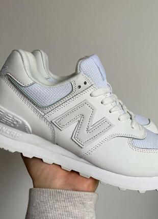 Жіночі кросівки нью беланс 574 білі / new balance 574 white7 фото