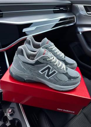 Чоловічі кросівки в стилі new balance 990 нью беленс / демісезонні / весняні, літні, осінні / взуття / замша, сітка / білі, чорні, сірі1 фото