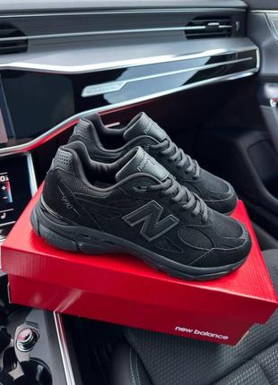 Чоловічі кросівки в стилі new balance 990 нью беленс / демісезонні / весняні, літні, осінні / взуття / замша, сітка / білі, чорні, сірі4 фото