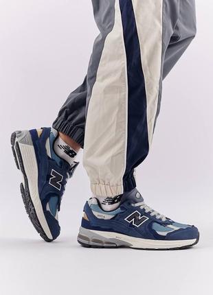 Чоловічі кросівки в стилі new balance 2002r нью беленс / демісезонні / весняні, літні, осінні / взуття / замша, сітка / чорні, сірі, сині5 фото