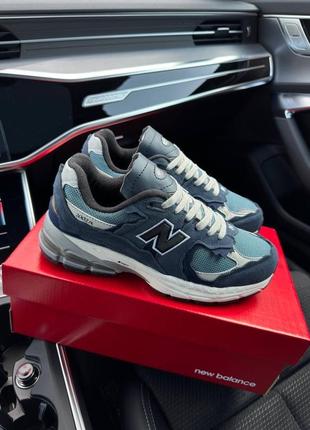 Чоловічі кросівки в стилі new balance 2002r нью беленс / демісезонні / весняні, літні, осінні / взуття / замша, сітка / чорні, сірі, сині4 фото