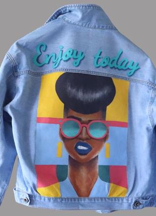 Женская джинсовая куртка, ручная роспись одежды3 фото