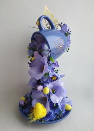 Сувенир летающая чашка пасха подарок великоден декор цветы3 фото
