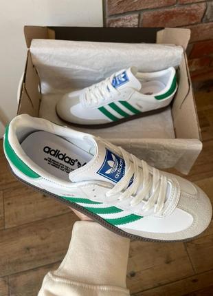 Кросівки adidas samba white green білі з зеленим жіночі5 фото