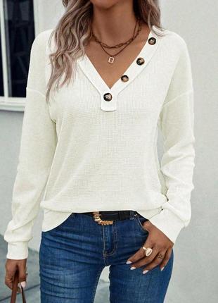 Жіночий пуловер вільного крою з гудзиками9 фото
