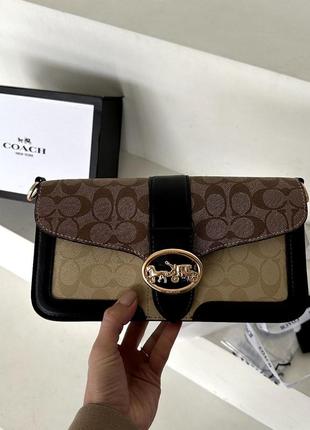 Сумка женская  кожаная  coach  tabby shoulder bag brown