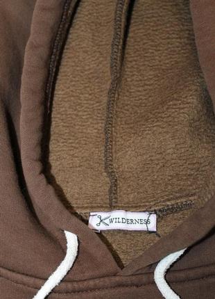Толстовка худи унисекс реглан с капюшоном коричневая на флисе мужская женская на девочку мальчика4 фото