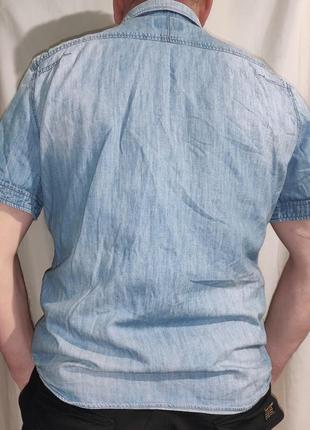 Стильна джинсова  сорочка шведка рубашка superdry з коротким рукавом.л8 фото