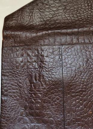 Сумка - конверт клатч папка шкіра "під крокодила" темно-коричнева10 фото