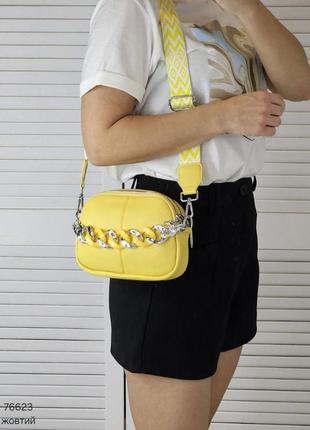 Жіноча стильна та якісна сумка з еко шкіри жовта2 фото
