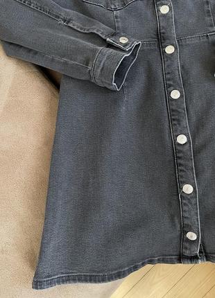 Стильное джинсовое серое платье с длинным рукавом от zara4 фото