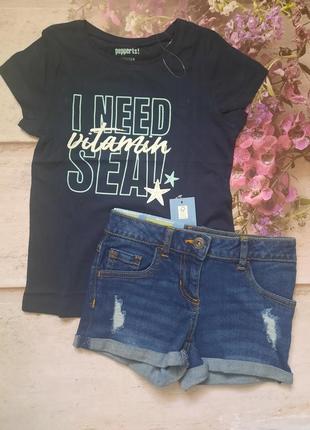 Набор: футболка+джинсовые шорты1 фото