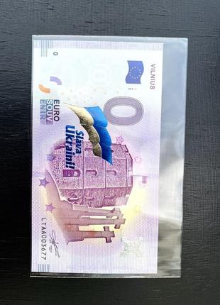 0 euro slava ukraini! (lithuania, vilnius/kaunas) сувенирная банкнота 0 евро из литвы4 фото