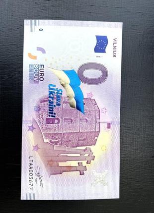 0 euro slava ukraini! (lithuania, vilnius/kaunas) сувенірна банкнота 0 євро з литви3 фото