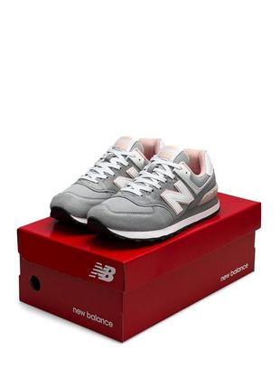 Женские кроссовки new balance 574 gray pink9 фото