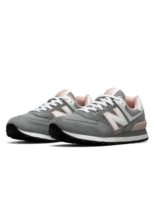 Женские кроссовки new balance 574 gray pink7 фото