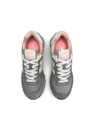 Женские кроссовки new balance 574 gray pink8 фото