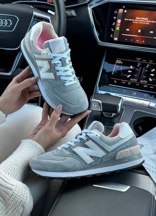 Жіночі кросівки new balance 574 gray pink