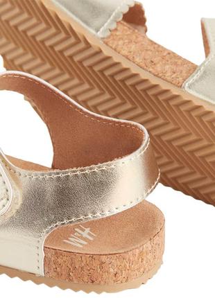 H&m летние сандали босоножки на липучках золотые девочке 34 р 21 см3 фото