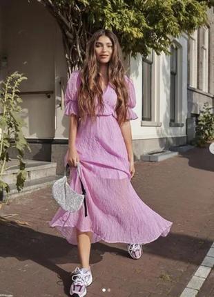 Довга сукня з повітряної тканини, лавандового кольору2 фото