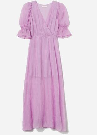 Довга сукня з повітряної тканини, лавандового кольору3 фото