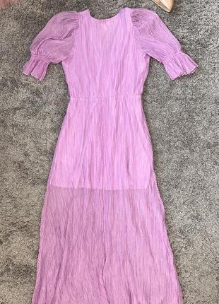 Довга сукня з повітряної тканини, лавандового кольору4 фото