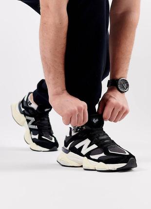 Мужские кроссовки в стиле new balance 9060152биленс / демисезонные / весенние, летние, осенние / обувь / замша, сетка / белые, черные4 фото