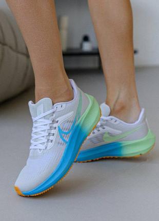 Женские кроссовки nike air zoom light gray blue green