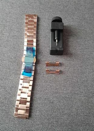 Браслет для годинника із нержавіючої сталі 316l 22мм рожево-золотистий+ бонус