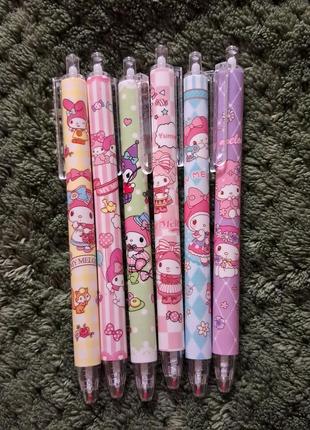Набір гелевих ручок з мелоді 6 шт. sanrio gel pens my melody hello kitty kuromi...