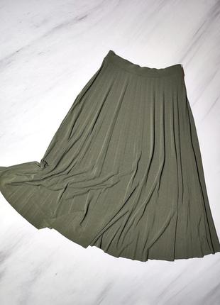 Yessica с&amp;а❤️ трикотажная плиссированная юбка цвета хаки4 фото