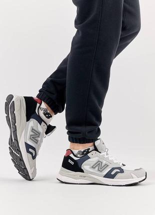 Мужские кроссовки в стиле new balance 92015122биленс / демисезонные / весенние, летние, осенние / спортивные / кожа, замша, сетка / черные, серые, белые