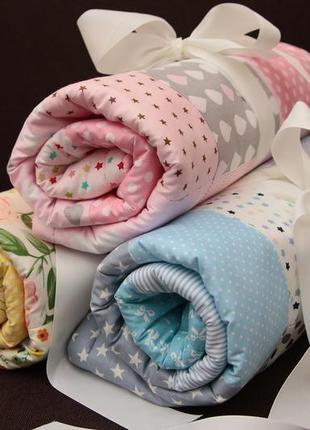 Розовый детский плед, конверт на выписку в стиле пэчворк. теплый плед в коляску из плюша минки.